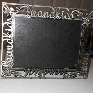 Grandkids picture frame floral silvertone pewter